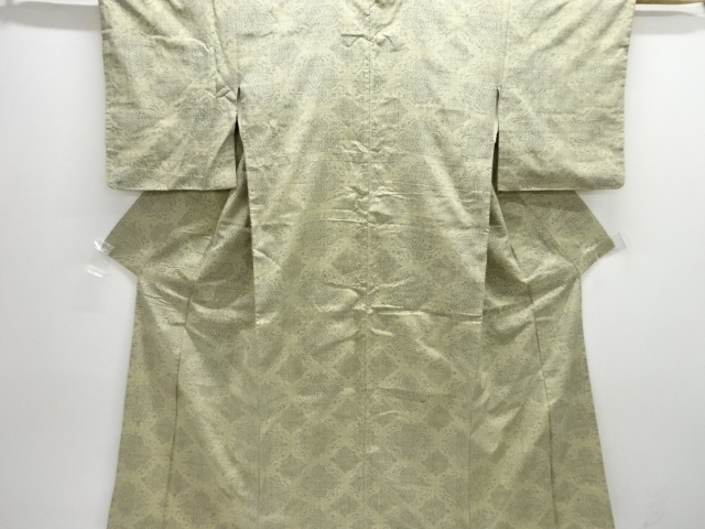 アンティーク　華紋織り出し手織り紬着物